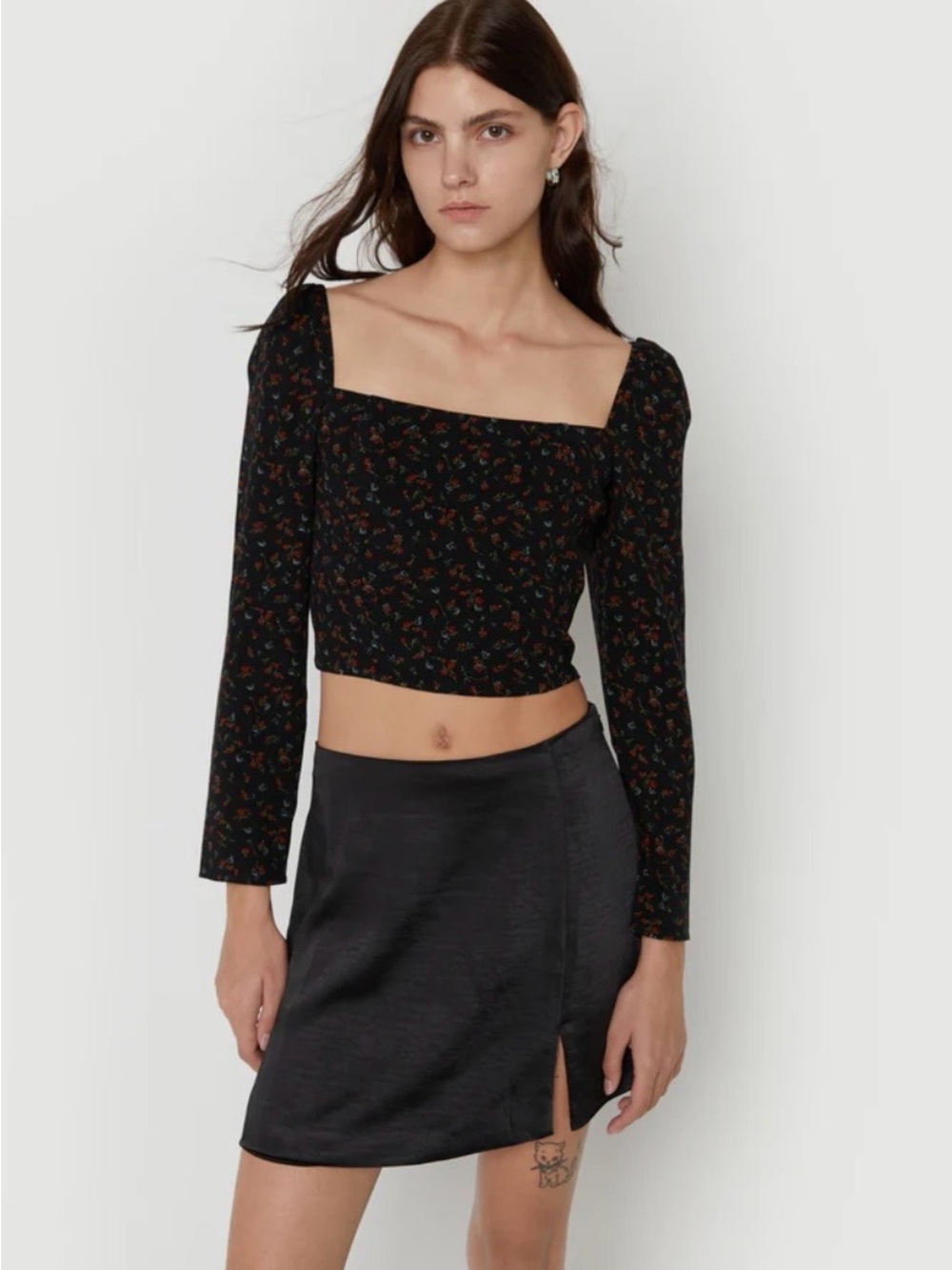 Oak + Fort Floral Square Neck Blouse